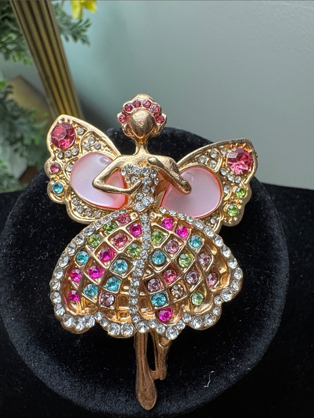 Gold-Tone Multicolor Crystal Ballerina Brooch - Women's Jewelry